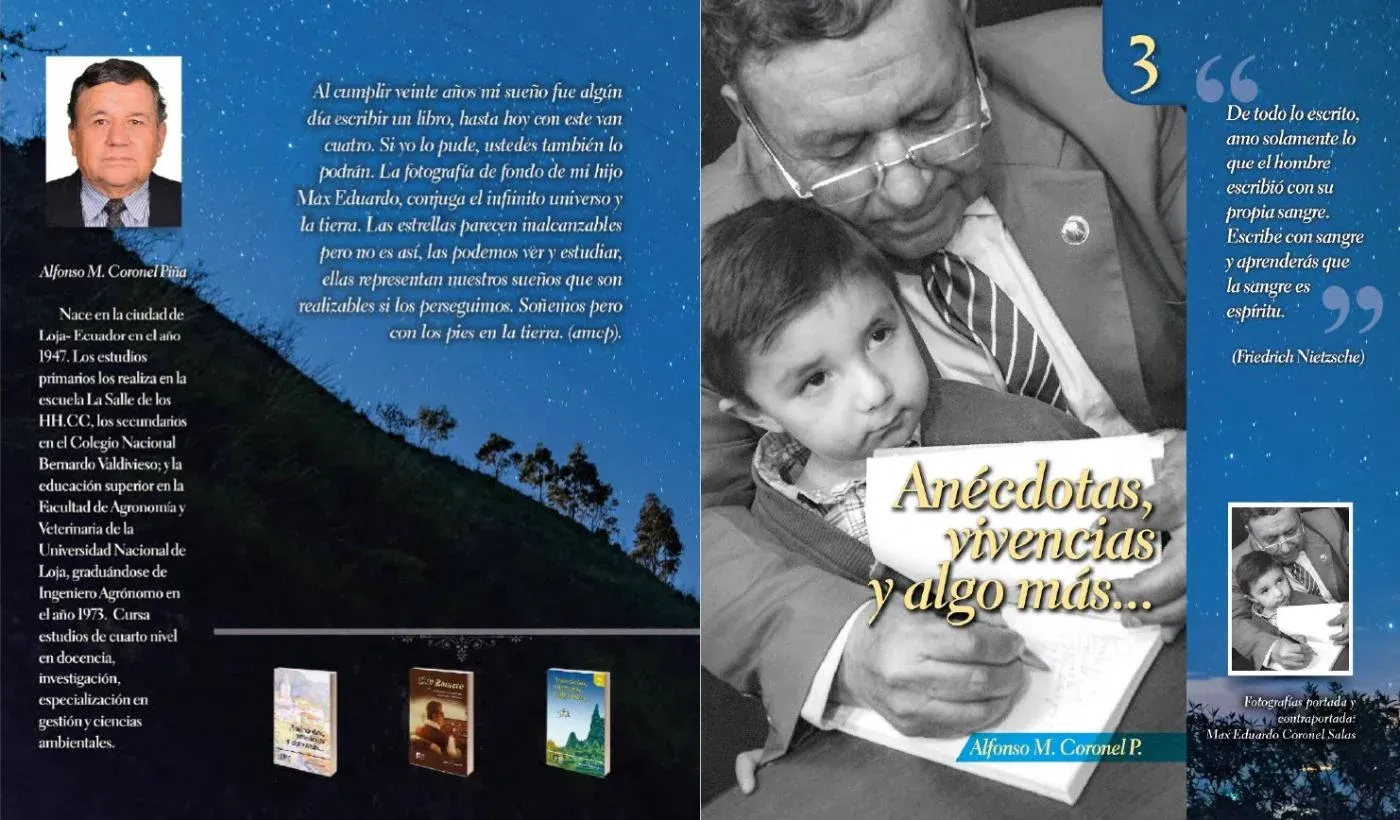 Portada y contraportada del libro Anécdotas, vivencias y algo más...3
