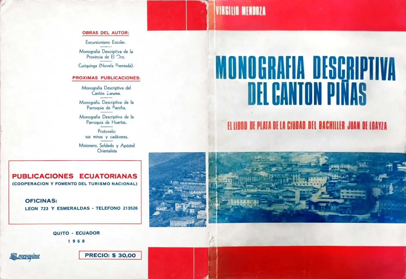 Portada y Contraportada de la Monografía descriptiva del cantón Piñas