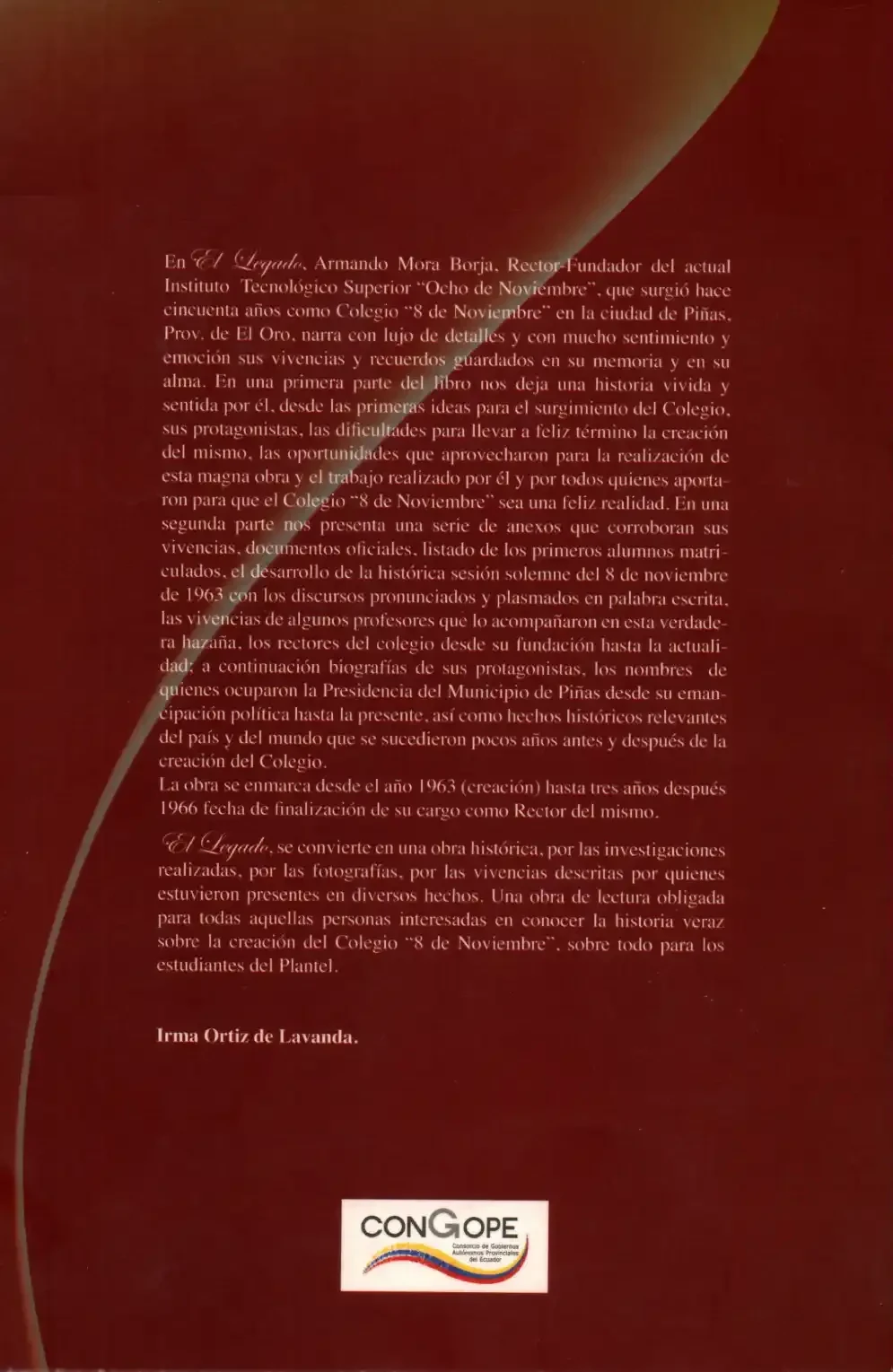Contraportada del libro El Legado