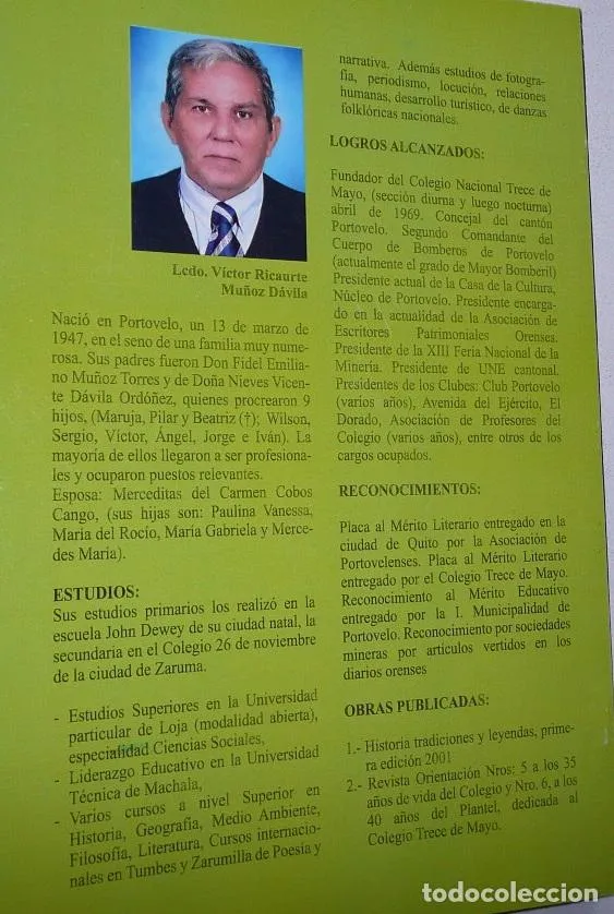 Contraportada del libro En las penumbras de Portovelo