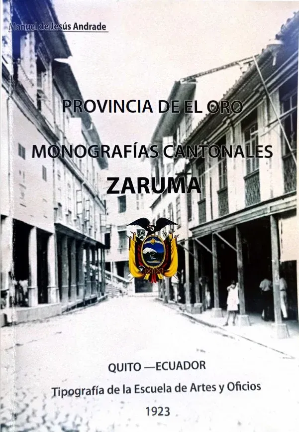 Portada Monografía cantonal de Zaruma, Manuel de Jesús Andrade 1923